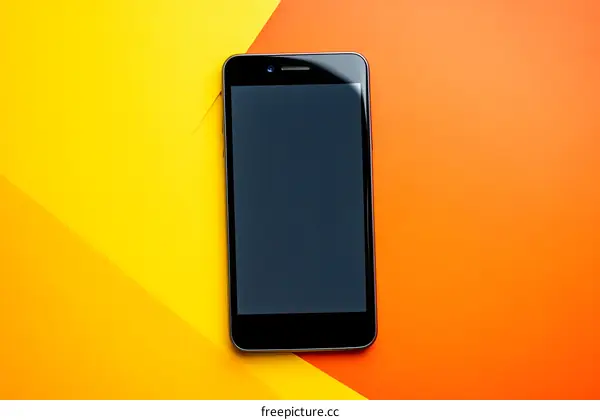 Black Smartphone on Orange and Yellow Background