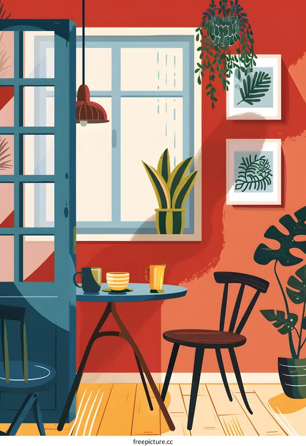 Modern Home Interior Design with Plants and Window