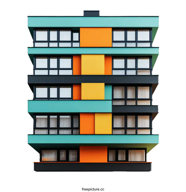 [Transparent Background PNG]Colorful Modern Multi-storied Building Design