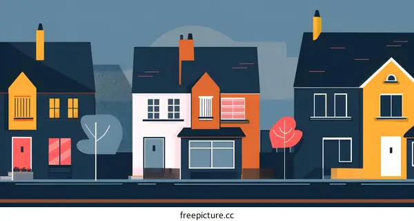 Illustration of Houses on a Street