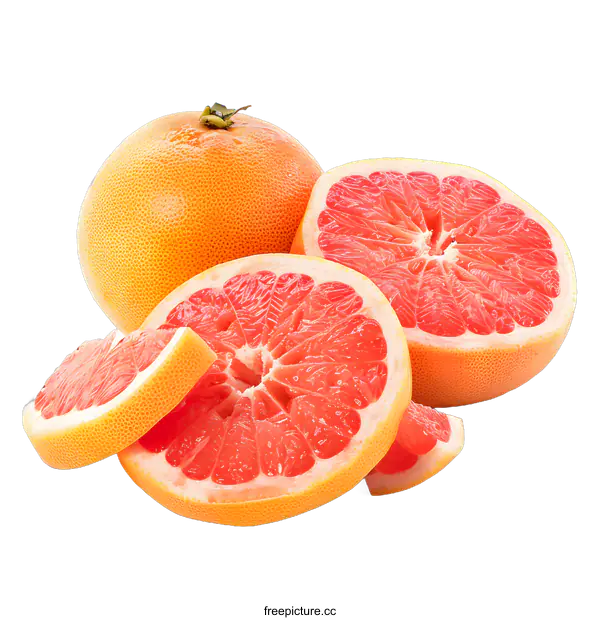 [Transparent Background PNG]Fresh Grapefruit Slices On White Background