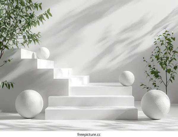 Minimalist White Stairway Product Display