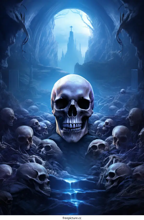 Large Skull in a Graveyard