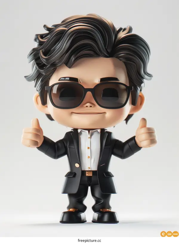 3D Asian Businessman Thumbs Up