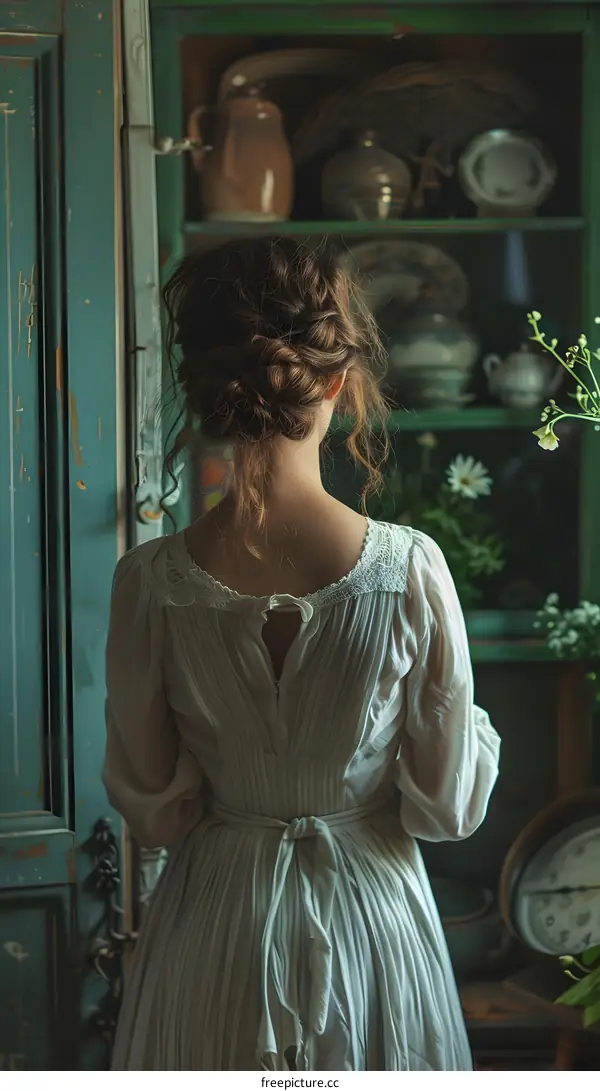 girl in front of a cupboard