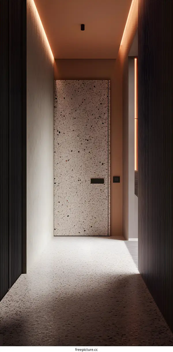 Minimalist Interior Design With Terrazzo Floor And Wall Panels