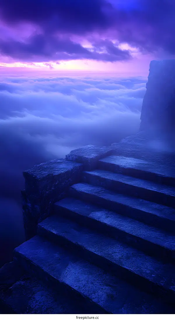 Stone Steps Leading to Clouds Above