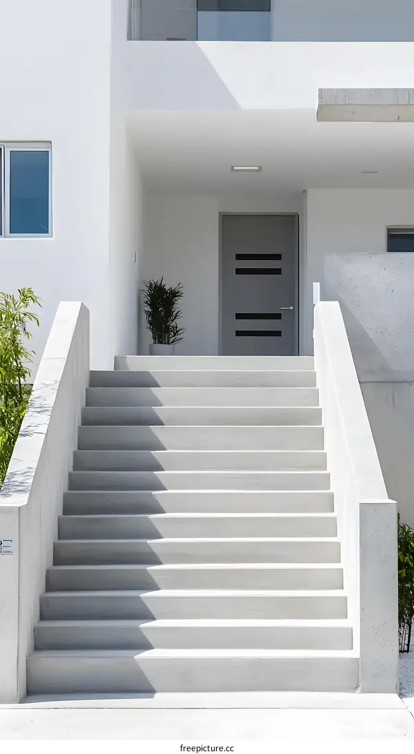 Modern Concrete Stairs and Doorway