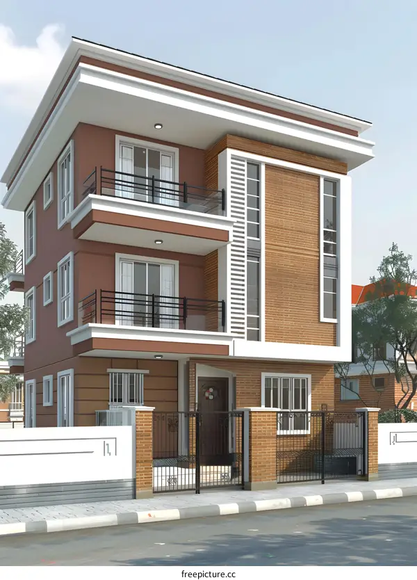 Modern Brown Brick Building Exterior Design