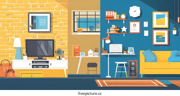 Modern Home Living Room Interior Design Illustration