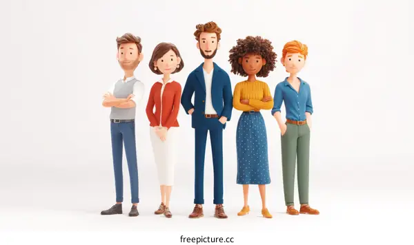 Diverse Team Cartoon Illustration