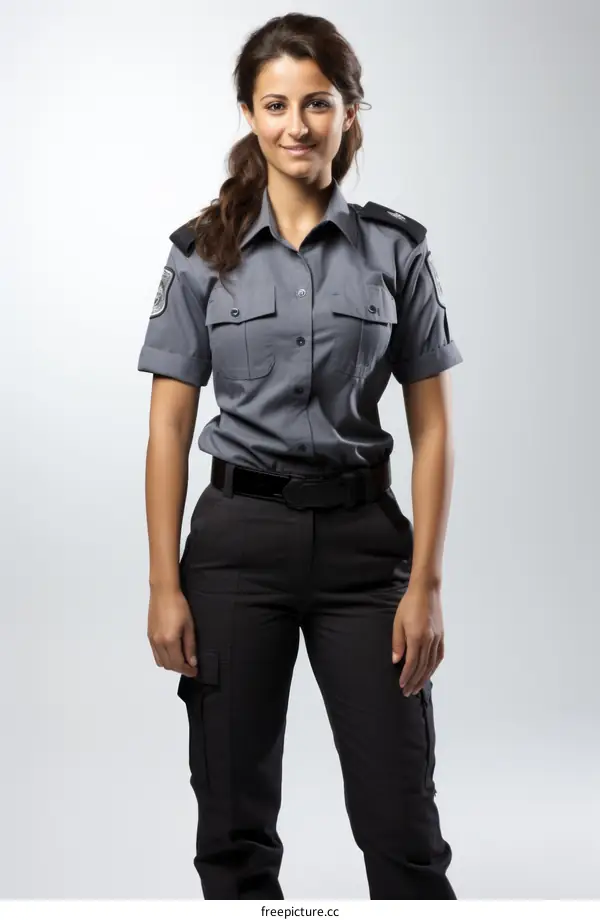 Portrait of a young female security guard