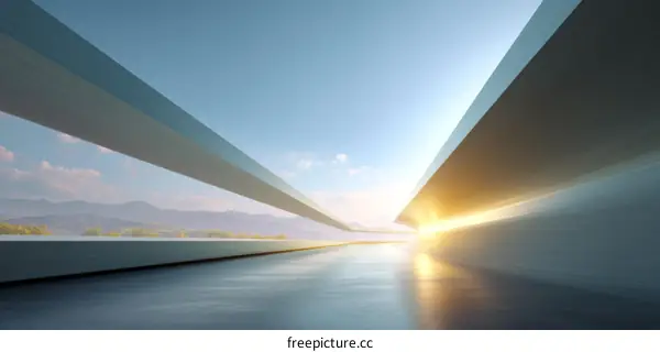 Modern Architectural Perspective of a Futuristic Corridor