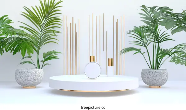 Modern Minimalist Plant Display with Geometric Elements