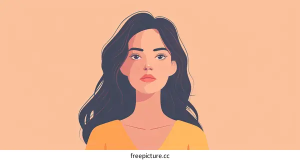 Portrait of a young beautiful woman with long dark hair