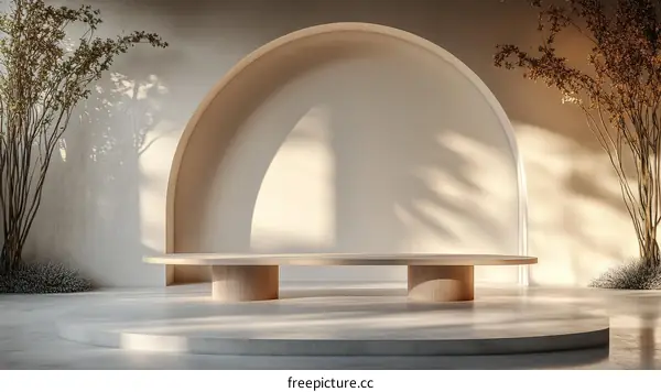 Modern Minimalist Wooden Display Platform Interior Design