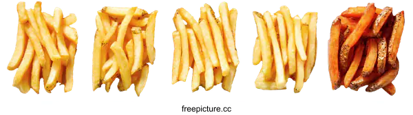 [Transparent Background PNG]Assortment of Crispy French Fries and Sweet Potato Fries