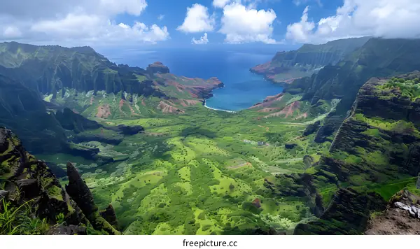 The view of the Na Pali Coast from the Kalalau Lookout in Hawaii