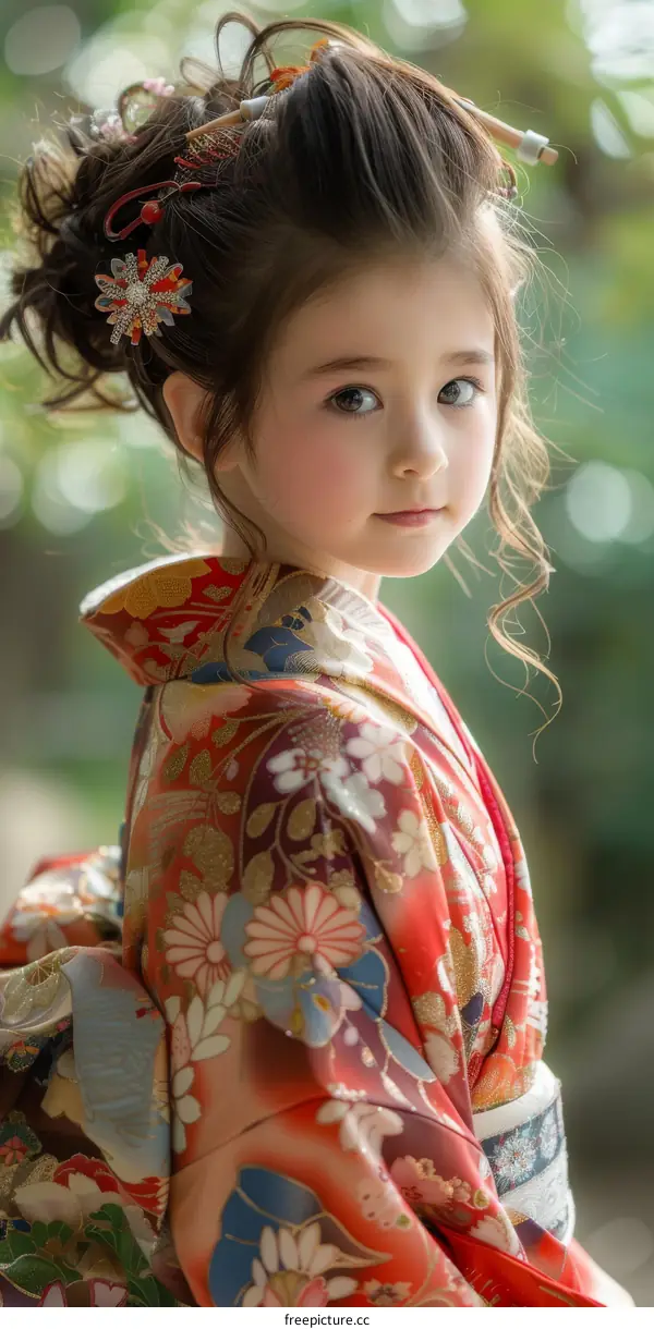 Little Japanese girl in kimono