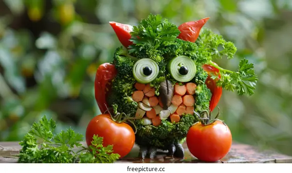 A Cute Owl Made of Vegetables