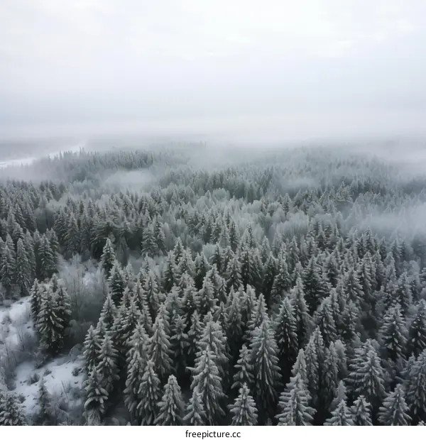 Amazing Winter Forest from Above