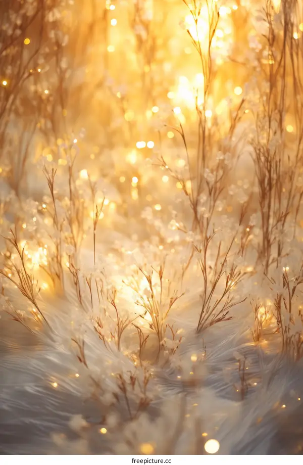 Delicate White Flowers in a Golden Blur