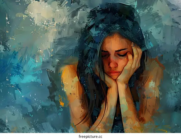 A crying woman with dark hair