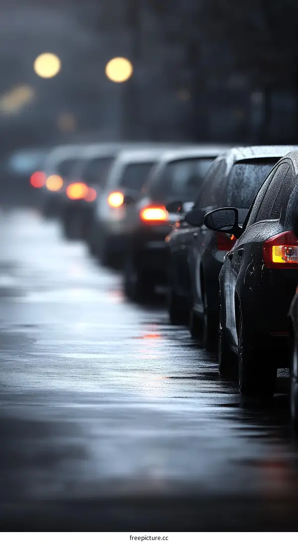 Rainy Night Traffic Jam