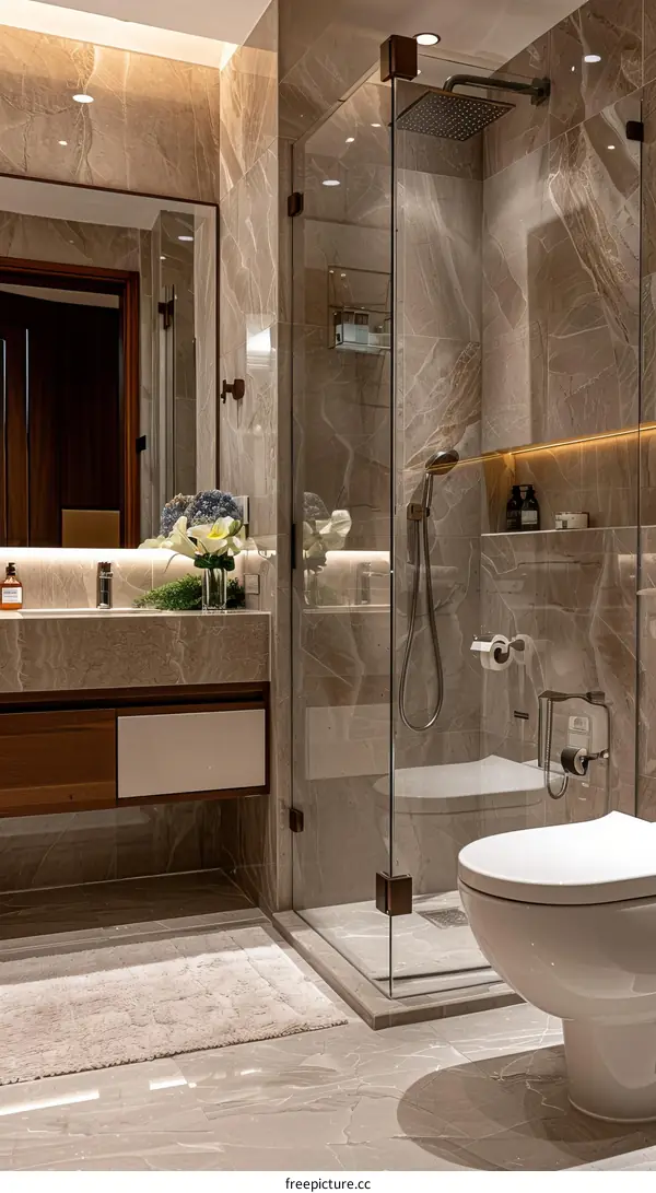 Modern Luxury Bathroom Design with Glass Shower