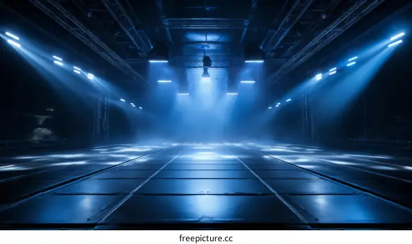 Empty stage with blue lights