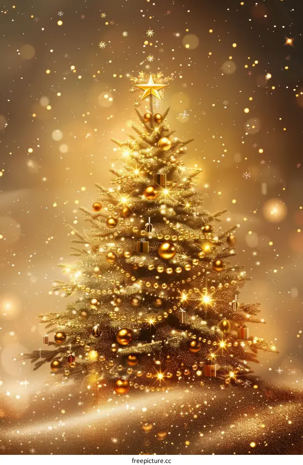 Gleaming Golden Christmas Tree