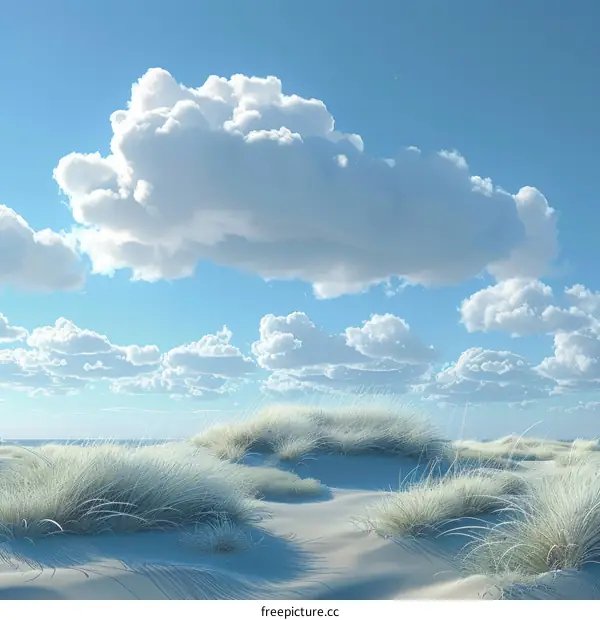 Stunning Cloud-Filled Sky over Sandy Dunes
