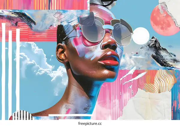 Collage Portrait of Woman With Sunglasses