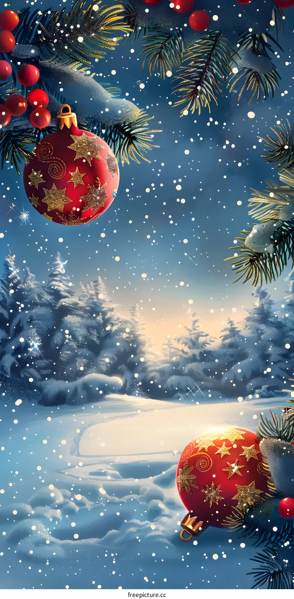 Christmas Snow Scene Illustration