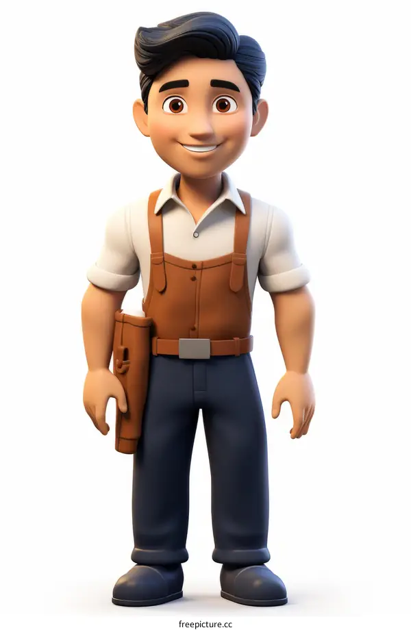 Cartoon handyman with tool belt