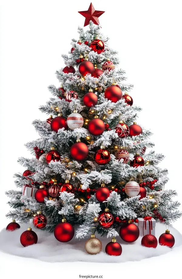 Festive Christmas Tree with Red Ornaments