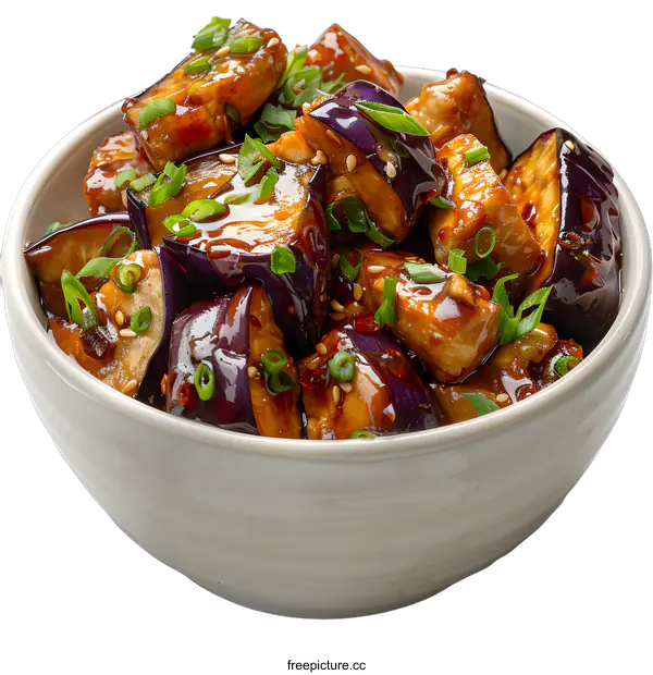[Transparent Background PNG]eggplant with sesame seeds