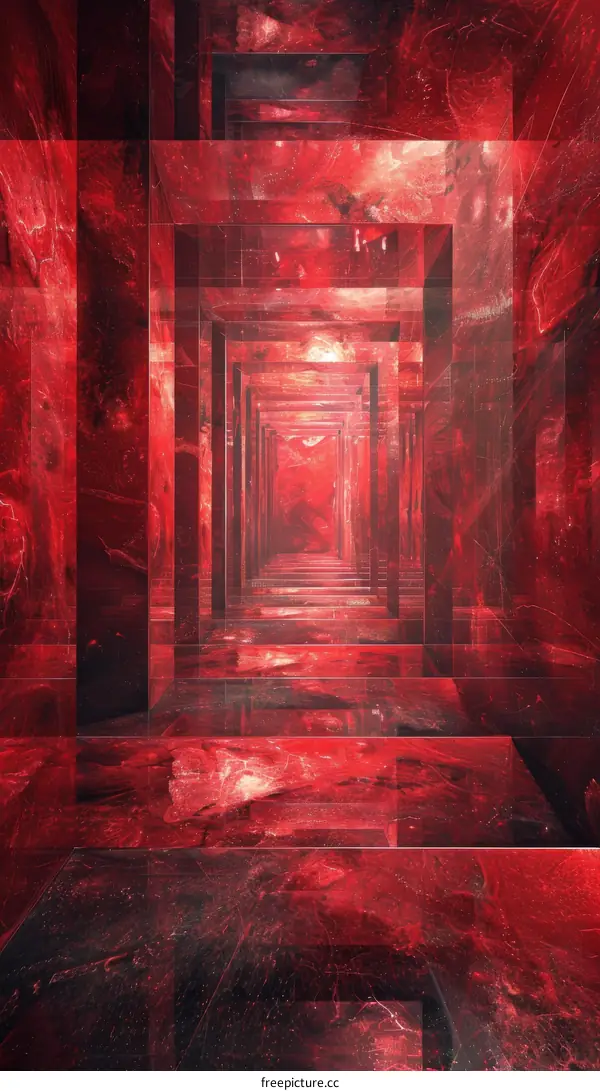 Futuristic Sci-Fi Corridor in Red and Black