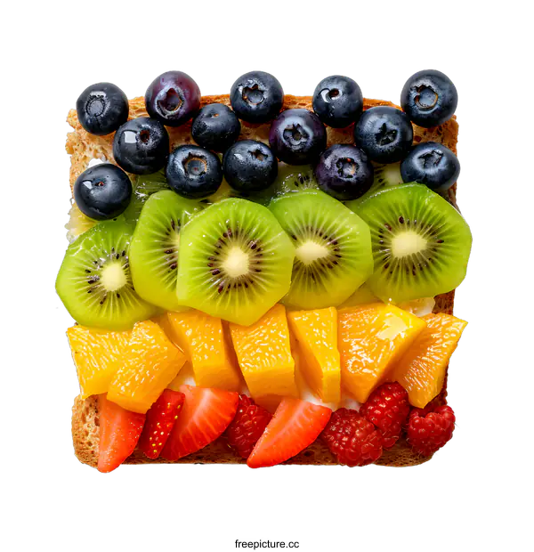 [Transparent Background PNG]Rainbow Fruit Toast on White Background