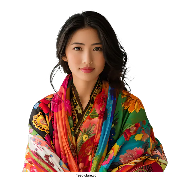 [Transparent Background PNG]Woman in Colorful Traditional Dress