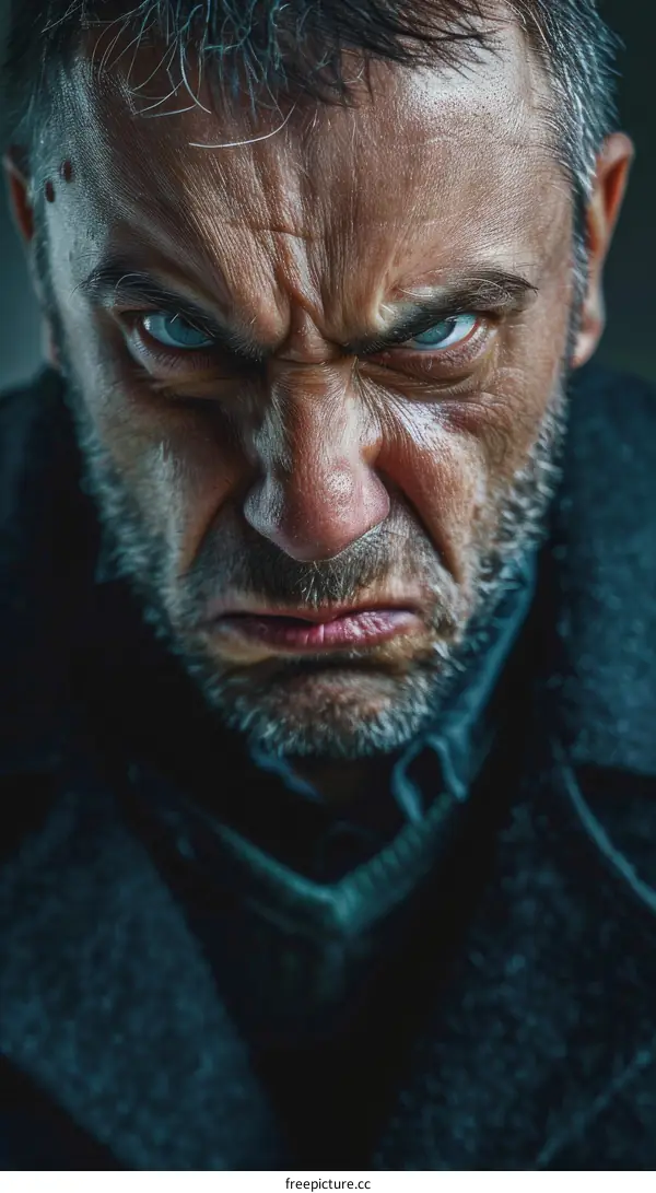 Close Up Portrait of an Angry Man