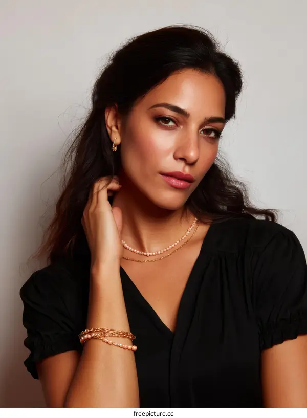 Fashionable Woman Wearing Exquisite Jewelry