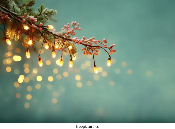 Christmas Lights Decorated Branch