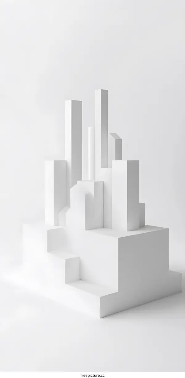 White Abstract Minimalist Geometric Shapes Background