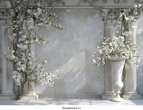 White Flowers and Columns  Background
