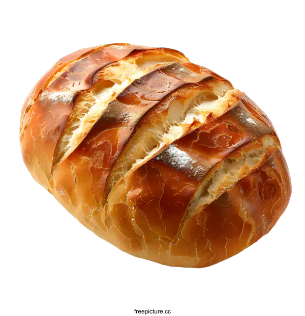 [Transparent Background PNG]Freshly Baked Loaf of Bread on White