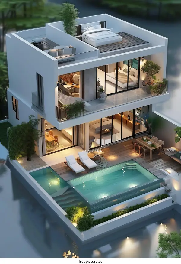 Modern Rooftop Villa with Infinity Pool Design