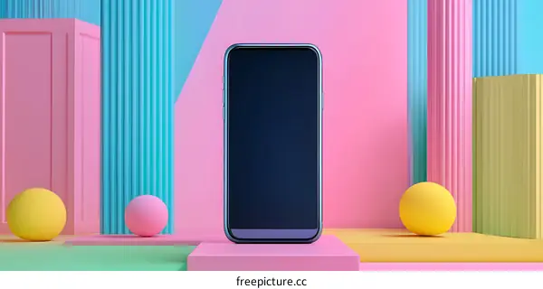 Minimalist Phone Mockup with Colorful Background