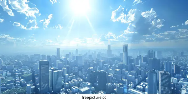 Modern City Skyline on a Sunny Day