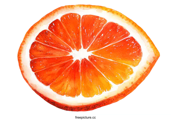 [Transparent Background PNG]Watercolor Illustration of a Grapefruit Slice